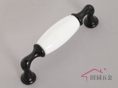 96mm Black zinc alloy / White Ceramic drawer handle/ Pull handle C:96mm L:110mm