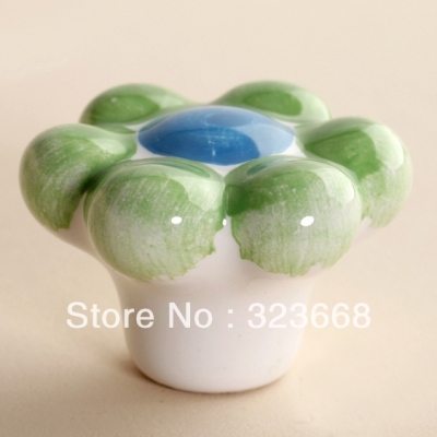 Childern Room Cartoon Handle Colorful Sun flower Hand-draw Ceramic Drawer knob for cupboard/shoes cabinet/closet