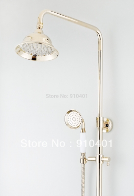 NEW Cheap With Hand Shower Wholesale And Retail Promotion Luxury Bathroom Rain Shower Faucet Set Golden Finishe Dual Handles