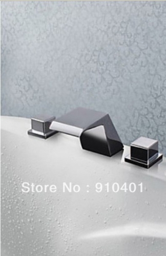 Wholesale And Retail Promotion Deck Mounted Waterfall Bathroom Basin Faucet Widespread Sink Mixer Tap Chrome