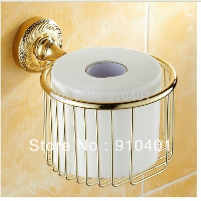 Wholesale And Retail Promotion Golden Brass Toilet Paper Holder Basket Holder Cosmetic Shower Caddy Storage