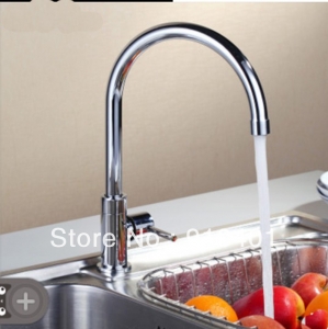 Wholesale And Retail Promotion Goose Neck Chrome Brass Kitchen Bar Sink Faucet Vessel Mixer Tap Single Handle