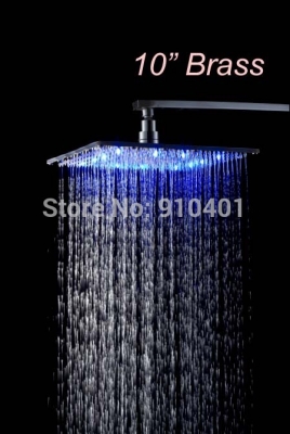 Wholesale And Retail Promotion Luxury 10" LED Color Changing Rain Shower Head + Shower Arm Solid Brass Shower