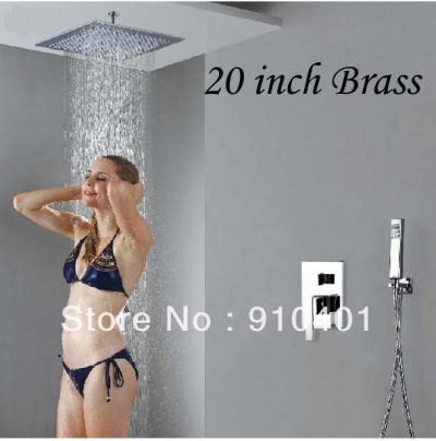 Wholesale And Retail Promotion Luxury 20" Rain Shower Faucet Set Celling Mounted Shower Head + Hand Shower Tap