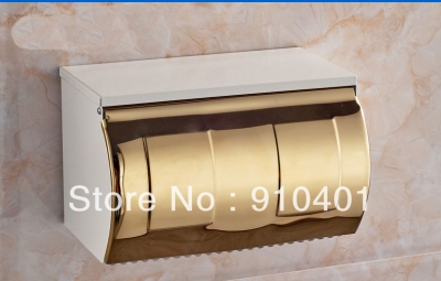 Wholesale And Retail Promotion Luxury White & Golden Wall Mounted Bathroom Toilet Paper Holder Roll Tissue Box
