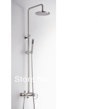 Wholesale And Retail Promotion Modern Wall Mounted Brushed Nickel 8" Rain Shower Faucet Set Bathtub Mixer Tap