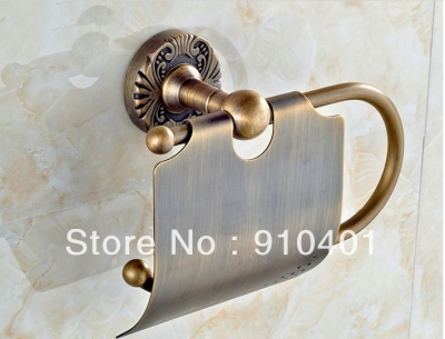 Wholesale And Retail Promotion NEW Antique Brass Toilet Paper Holder Roll Tissue Holder With Cover Wall Mounted