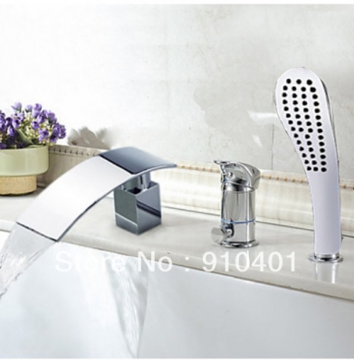 Wholesale And Retail Promotion NEW Deck Mounted Waterfall Bathroom Tub Faucet Chrome Brass Bathroom Mixer Tap
