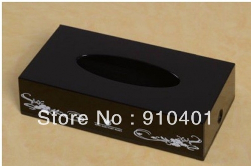 Wholesale And Retail Promotion NEW Luxury Black Color Square Plastic Waterproof Deck Mounted Tissue Paper Box