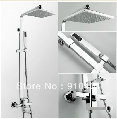 Wholesale And Retail Promotion NEW Wall Mounted Chrome Finish Shower Faucet Set 8" Square Rain Shower Mixer Tap