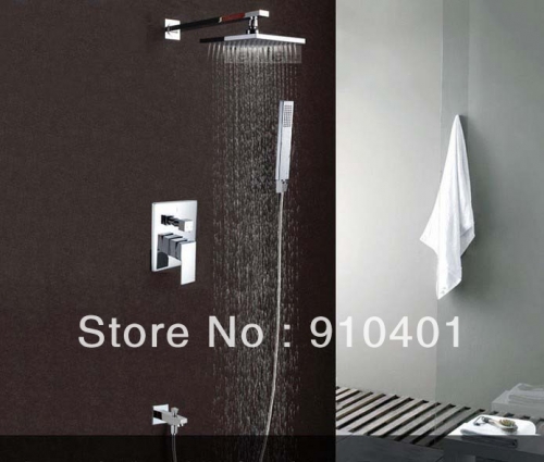 Wholesale And Retail Promotion Polished Chrome Bathroom 8" Rain Shower Faucet Bathtub Mixer Tap W/ Hand Shower
