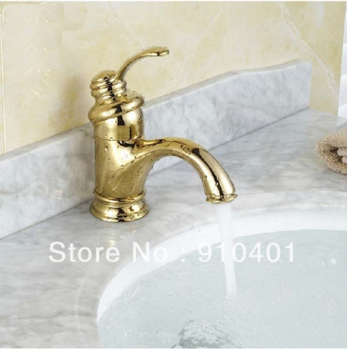 Wholesale And Retail Promotion Polished Golden Finish Solid Brass Bathroom Basin Faucet Single Handle Mixer Tap