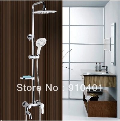 Wholesale And Retail Promotion Wall Mounted Bathroom Rain Shower Faucet Set Bathtub Shower Mixer W/ Soap Dishes