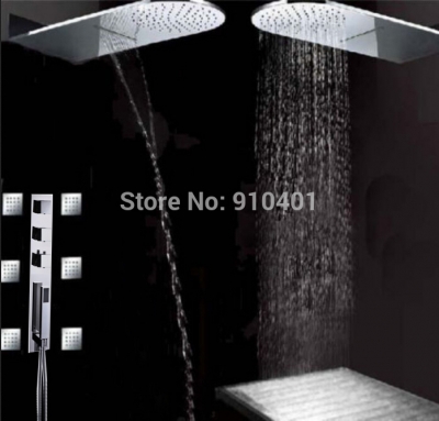 Wholesale And Retail Promotion Waterfall Rain Shower Head Thermostatic Valve Mixer Tap With Hand Shower Chrome