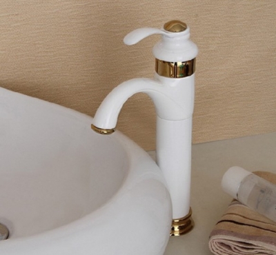 Wholesale And Retail Promotion White Painted 12"Tall Bathroom Sink Basin Faucet Mixer Tap Single Lever Faucet