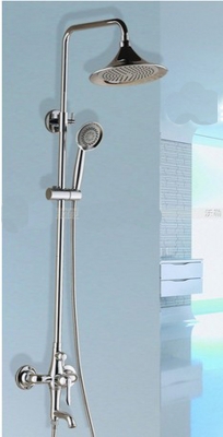 8" Showerhead Chrome Finished Shower Faucet Bathtub Mixer Tap Set Hand Shower Wall Mounted European Style Cheap With Slid Bar