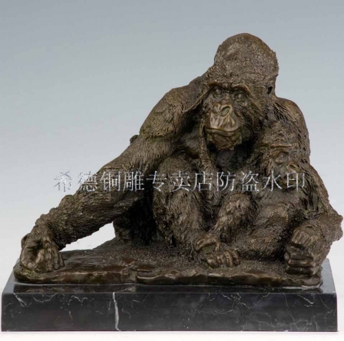 Bronze sculpture, copper animal sculpture crafts soft mother and son orangutan crafts dw-004