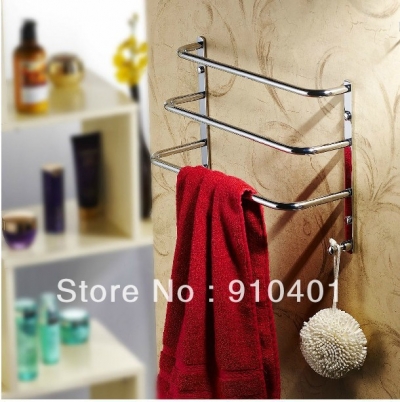 Wholdsale And Retail Promotion NEW Luxury Chrome Brass Wall Mounted Towel Bar Towel Shelf Rack Holder W/ Hooks