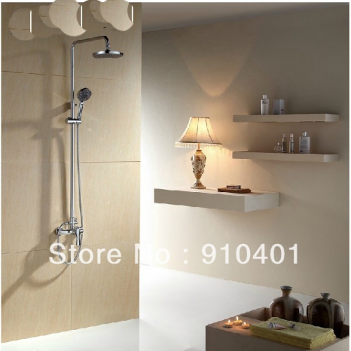 Wholeale And Retail Promotion NEW Luxury 8" Rain Shower Faucet Set Bathroom Shower Mixer Tap Chrome Finish