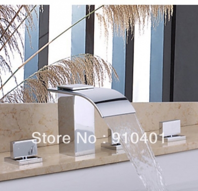 Wholesale And Promotion Contemporary Chrome Finish Deck Mounted Bathroom Tub Faucet Waterfall Mixer Tap