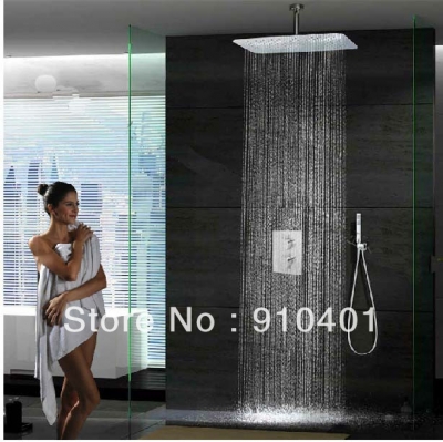 Wholesale And Retail Promotion Celling Mounted 16" Rain Shower Faucet Thermostatic Shower Set W/ Hand Shower