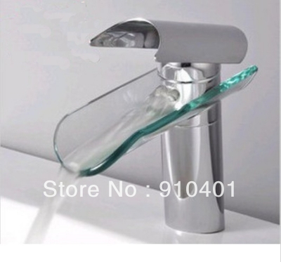 Wholesale And Retail Promotion Chrome Brass Bathroom Sink Faucet Waterfall Glass Spout Mixer Tap Single Handle