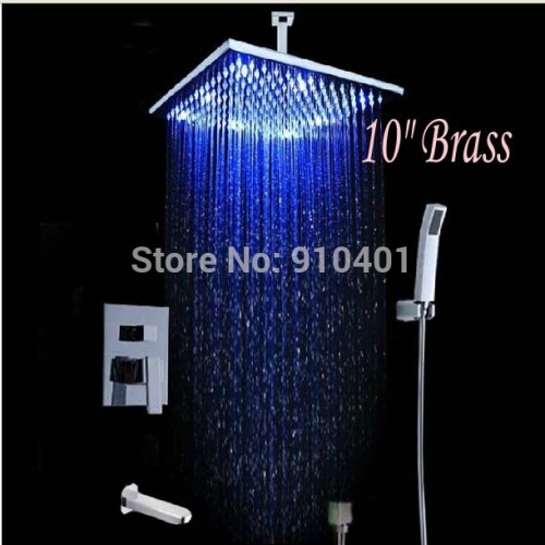 Wholesale And Retail Promotion LED Color Changing 8" Rain Shower Faucet Tub Mixer Tap Valve With Hand Shower