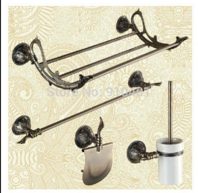 Wholesale And Retail Promotion Modern Antique Bronze Bathroom Shelf Towel Rack Paper Holder Hooks Brush Holder