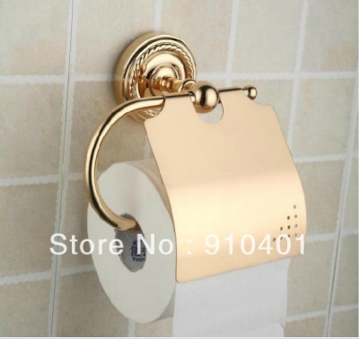 Wholesale And Retail Promotion Modern Bathroom Brass Golden Toilet Paper Holder Roll Tissue Holder Waterproof