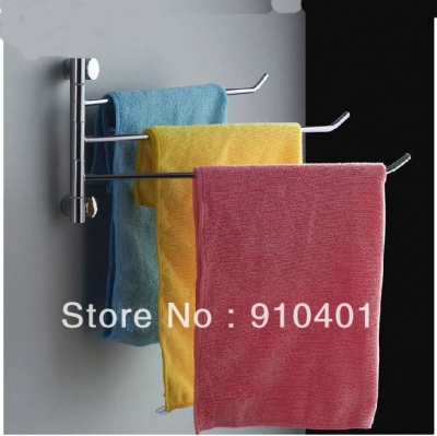 Wholesale And Retail Promotion Modern Chrome Brass Wall Mounted Bathroom Towel Rack Holder Swivel 3 Towel Bars