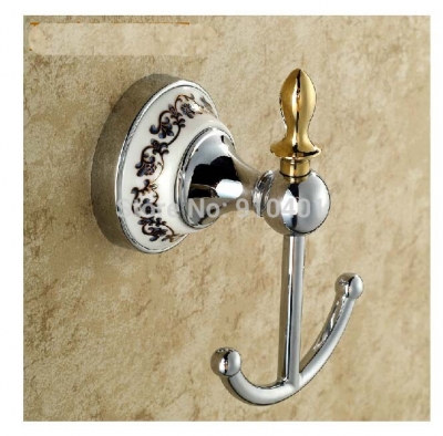 Wholesale And Retail Promotion NEW Ceramic Chrome Towel Robe Hook And Hangers -Wall & Door Mounted Dual Hooks [Hook & Hangers-3114|]