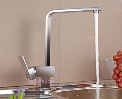 Wholesale And Retail Promotion NEW Chrome Solid Brass Kitchen Sink Faucet Swivel Spout Square Vessel Mixer Tap