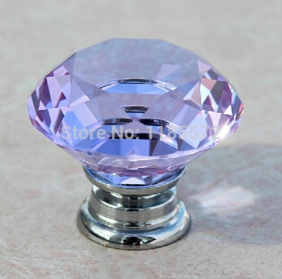 30mm Hot Selling K9 purple Crystal Glass Dresser Knobs for cupboard kitchen Cabinet bedroom cabinet