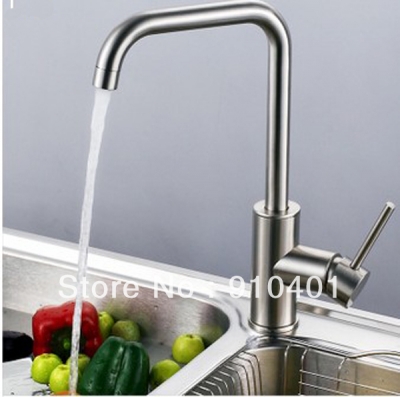 Cheap Brass Single Handle Kitchen Mixer Nickle Brushed Sink Faucet Swivel Spout Deck Mounted Offer Hot And Cold Water European