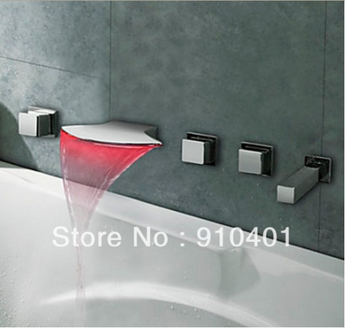 New Style Cheap Wholesale And Retail Promotion Wall Mounted Waterfall Bathroom Tub Faucet W/Hand Shower Mixer Tap LED Colors
