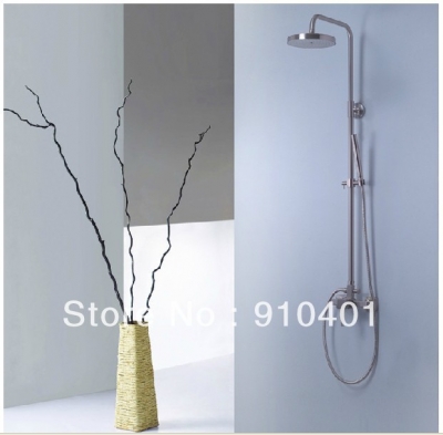 Wholesale And Retail Promotion Brushed Nickel Wall Mounted Solid Brass Shower Faucet Set W/ Hand Shower Mixer