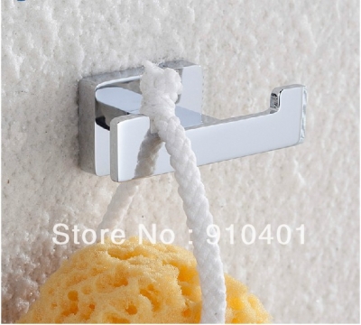 Wholesale And Retail Promotion Contemporary Wall Mounted Chrome Towel Holder Solid Brass Towel Hanger 2 Hooks