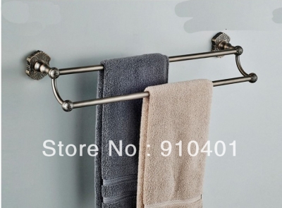 Wholesale And Retail Promotion Home Hotel Antique Bronze Flower Carved Base Dual Towel Bar Towel Rack Holder