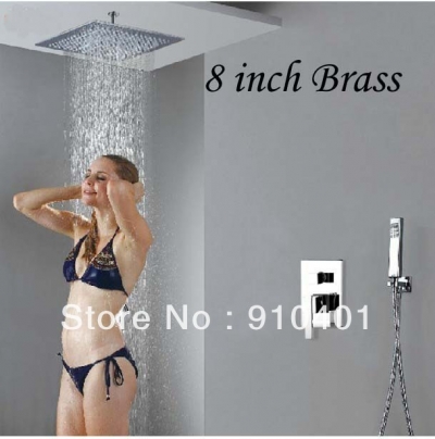 Wholesale And Retail Promotion Luxury Chrome Brass 8" Rain Shower Faucet Set Celling Mounted Shower Mixer Tap