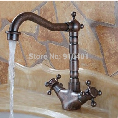 Wholesale And Retail Promotion Luxury Oil Rubbed Bronze Swivel Spout Dual Cross Handles Vanity Sink Mixer Tap