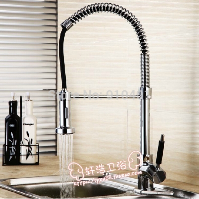 Wholesale And Retail Promotion NEW Chrome Brass Swivel Spout Kitchen Faucet Dual Sprayer Deck Mounted Mixer Tap