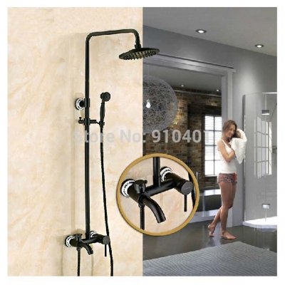 Wholesale And Retail Promotion NEW Oil Rubbed Bronze Ceramic Rain Shower Faucet Tub Mixer Tap Spout Hand Shower