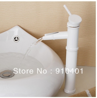 Wholesale And Retail Promotion Tall Style White Painting Bathroom Faucet Bamboo Shape Vanity Sink Mixer Tap