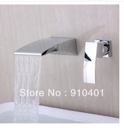 Wholesale And Retail Promotion Wall Mount Chrome Brass Bathroom Waterfall Basin Faucet Single Handle Mixer Tap