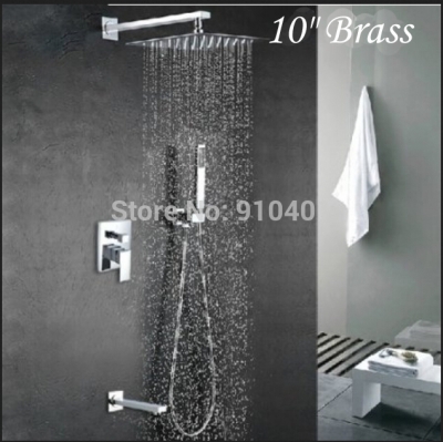 Wholesale And Retail Promotion Wall Mounted Bathroom 10" Rain Shower Faucet Bathtub Mixer Tap With Hand Shower