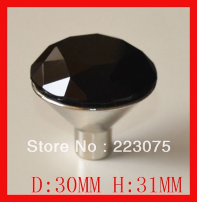 -30MM Handle Cabinet Drawer Knob K9 crystal +alloy base Door knobs door handel 10pcs/lot