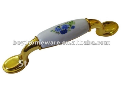 Blue flower porcelain cabinet handle knob wholesale and retail shipping discount 50pcs/lot A36-BGP [GoldZincAlloyHandlesandKnobs-204|]