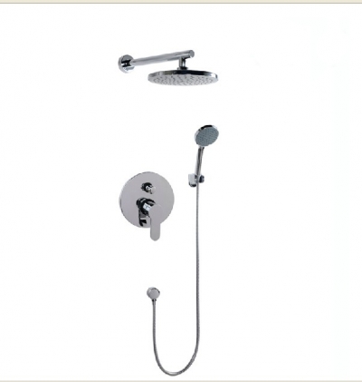 NEW Wholesale And Retail Promotion Wall Mount Chrome Finish Rain Shower Faucet Set Shower Mixer Tap W/Hand Shower