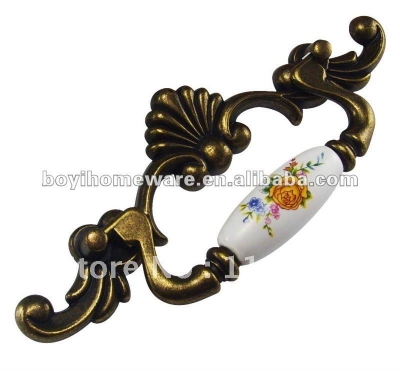 New design antique brass and ceramic door drop kitchen wardrobe closet handles knobs EK42-AB [NewItems-305|]