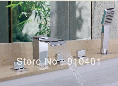 Wholesale And Promotion New Chrome Finish Deck Mounted Bathroom Tub Faucet With Handle Shower Mixer Tap